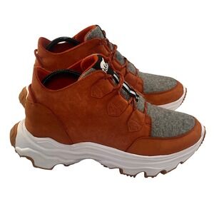 Sorel Kinetic Breakthru Caribou Boots Womens 9.5 Orange Suede Wool Waterproof